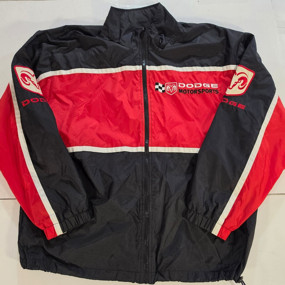 Racing Champions Dodge Motorsports NASCAR Windbreaker Jacket Black Red Mens XL